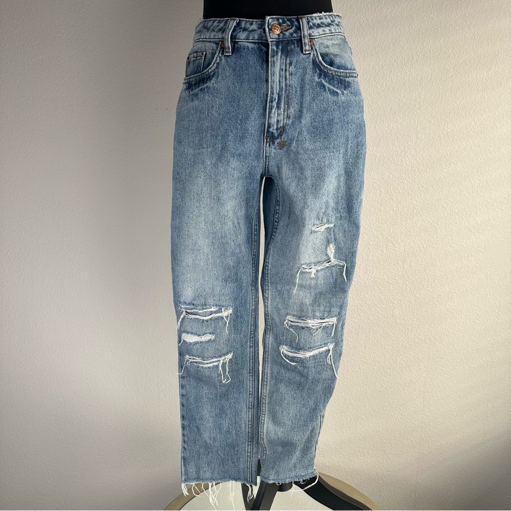 Ksubi Jeans Size 28 Blue Nine O Trashed Lifetime Raw Hem Slim Fit Ankle Crop